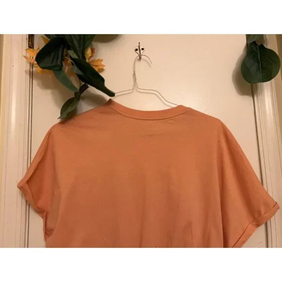 Cropped Top ~ Oversized~Women~Tee Shirt~Peach Size M - Picture 4 of 11